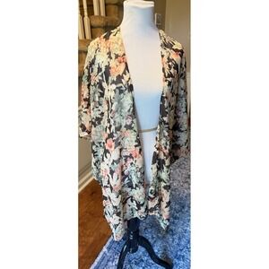 Maurices Floral Kimono Wrap One Size NWT Sheer Lightweight Open Front Cardigan